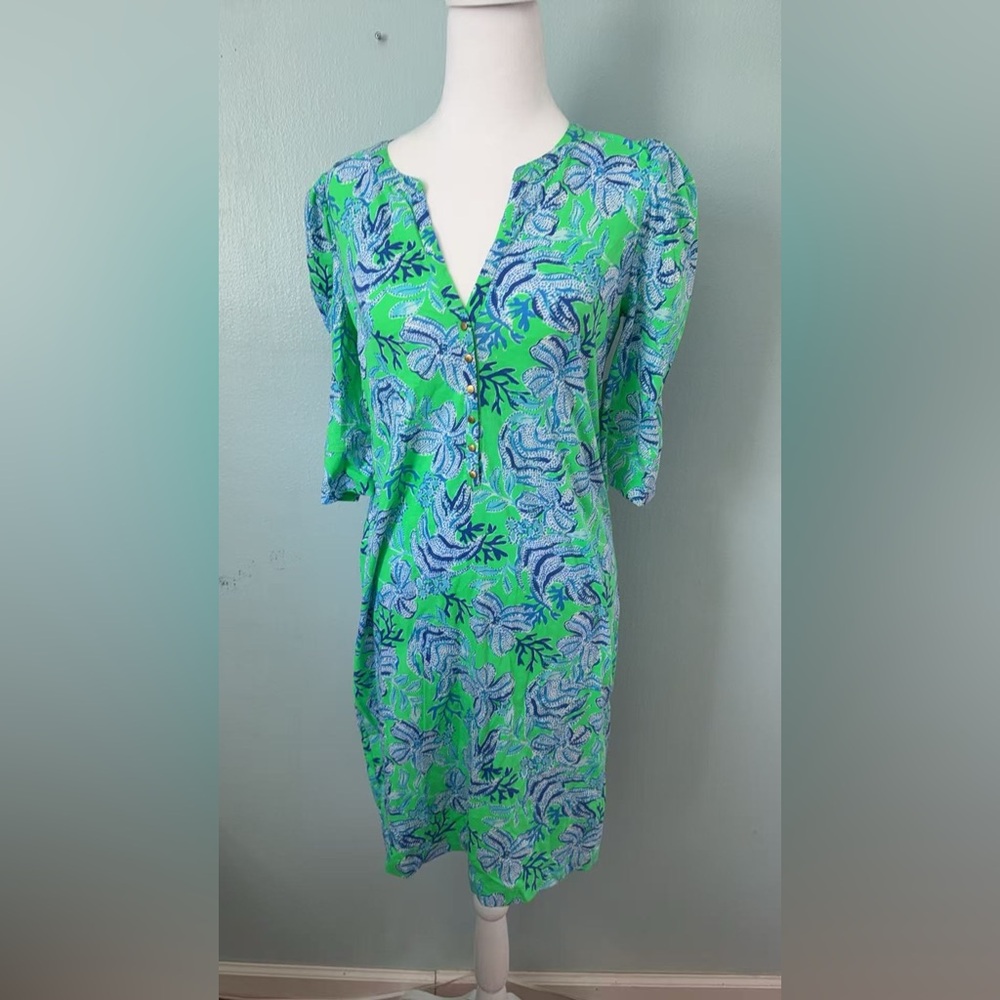 Lilly Pulitzer Green and Blue Floral Mini Dress